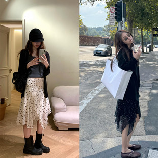 iiiipupu26SS 曼妙俏皮美人鱼鱼尾不规则透纱波点飘逸感半身裙