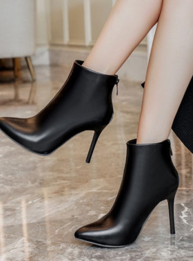 10cm高跟短靴大码女靴40-43 44 45 46 47 48特大码靴子细高跟裸靴