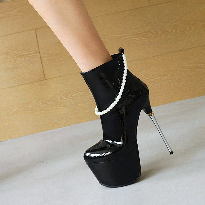 16cm超高跟鞋细跟短靴恨天高钢管舞鞋演出鞋反串大码高跟鞋40-43