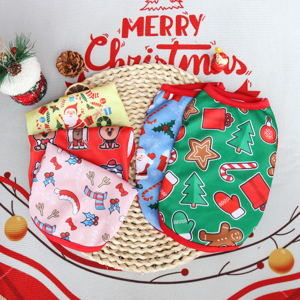 新品圣诞限定款猫狗衣服背心宠物衣服泰迪比熊小型犬短款不粘毛