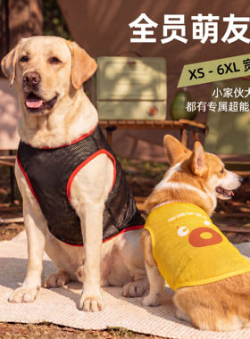 狗衣服春夏清凉网格背心比熊金毛柯基薄款透气卡通印花背心XS-6XL