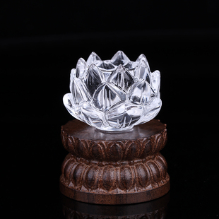 新品天然白水晶原石雕刻件莲花桌面小摆件近全净体轻奢高档赠底座