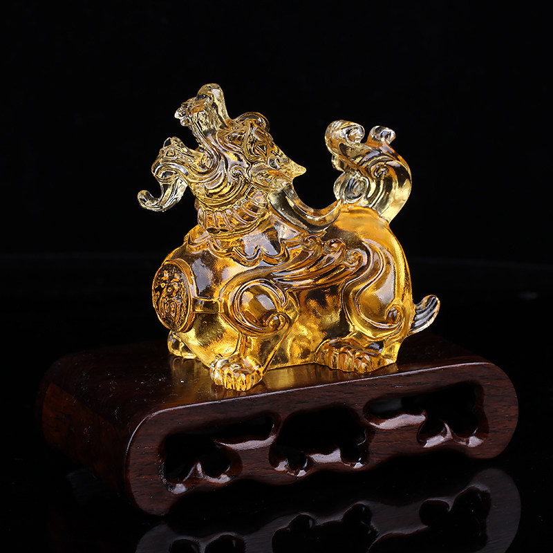 新品古法琉璃龙龟摆件办公室桌面招财镇宅玉石水晶貔貅高档小摆设