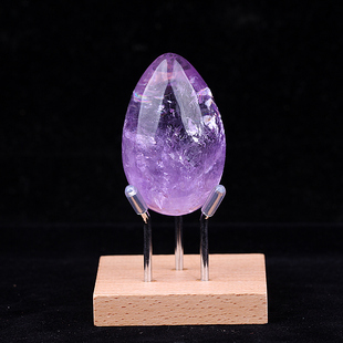 新品天然紫水晶摆件原石鸡蛋款办公室桌面招财水晶球把玩件赠底座