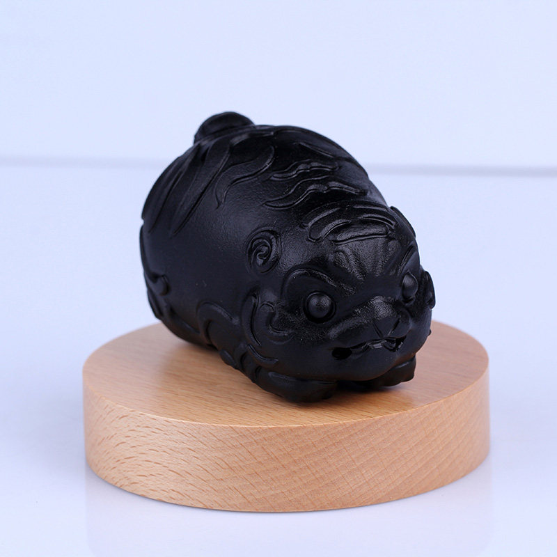 天然黑曜石小老虎摆件把玩手握