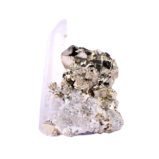 天然矿物晶体黄铁矿摆件岩石标本共生矿水晶矿石黄铜矿矿标教学