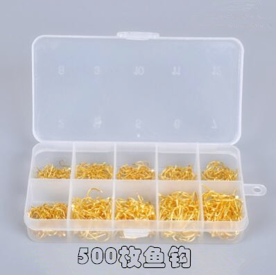 500枚大十格盒装新关东鱼钩扁头无倒刺高碳钢有刺无刺钩针包邮