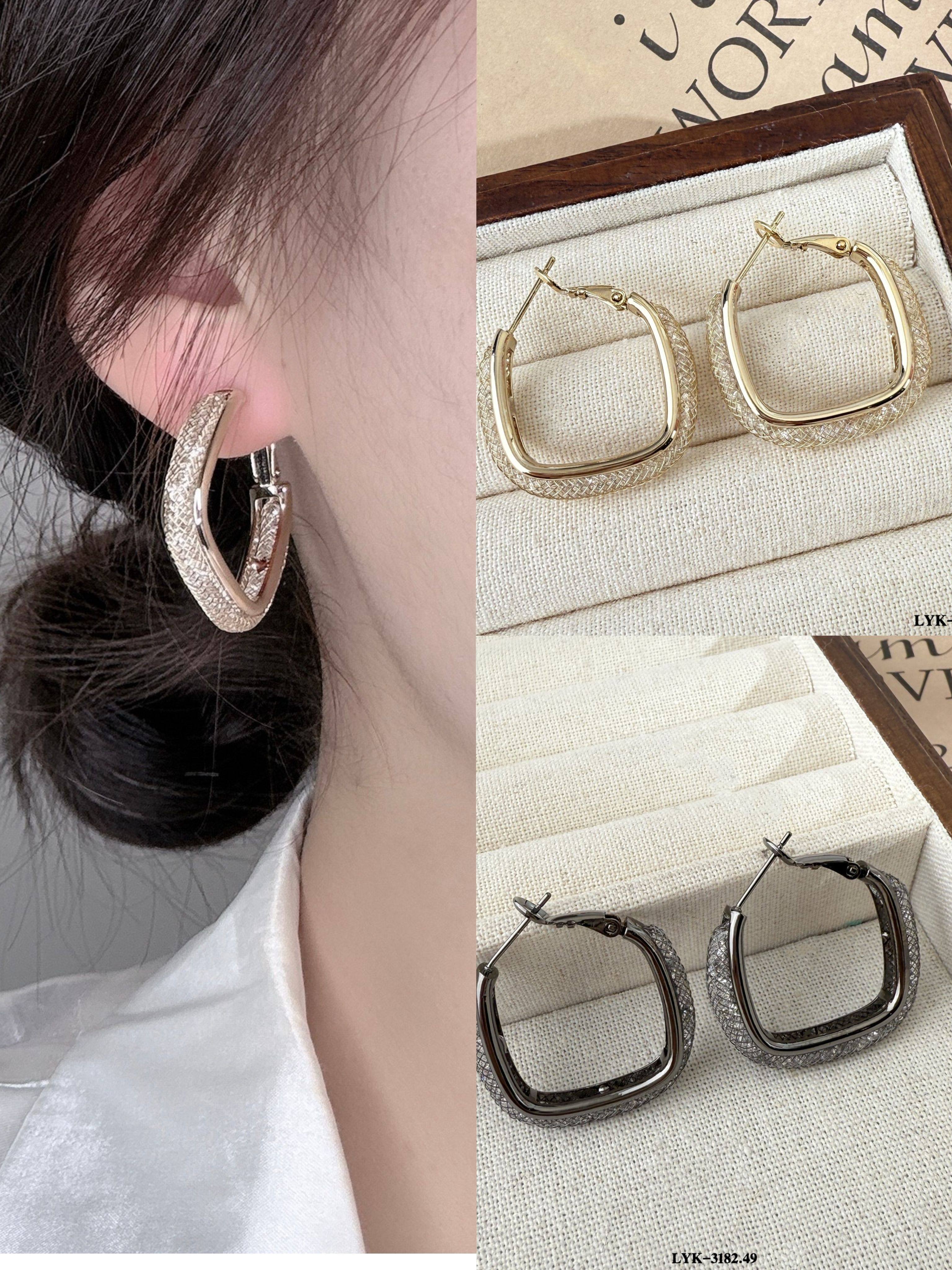 丽银丽贝丽影新款高级感防过敏耳饰轻奢高级感网管水晶系列