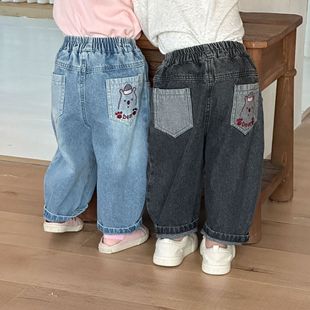 宽松女童春装 子宝宝休闲长裤 2026新款 男童弯刀裤 春秋季 儿童牛仔裤