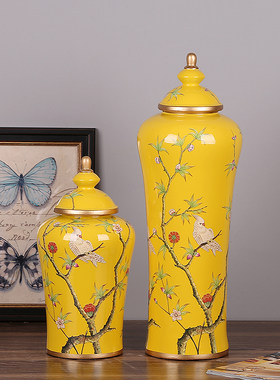 美式乡村风手绘花鸟样板房工艺品