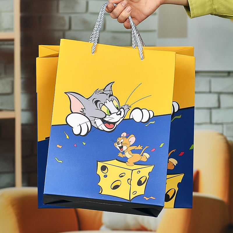 猫和老鼠礼品袋卡通可爱大容量高颜值生日礼物包装加厚卡纸手提袋
