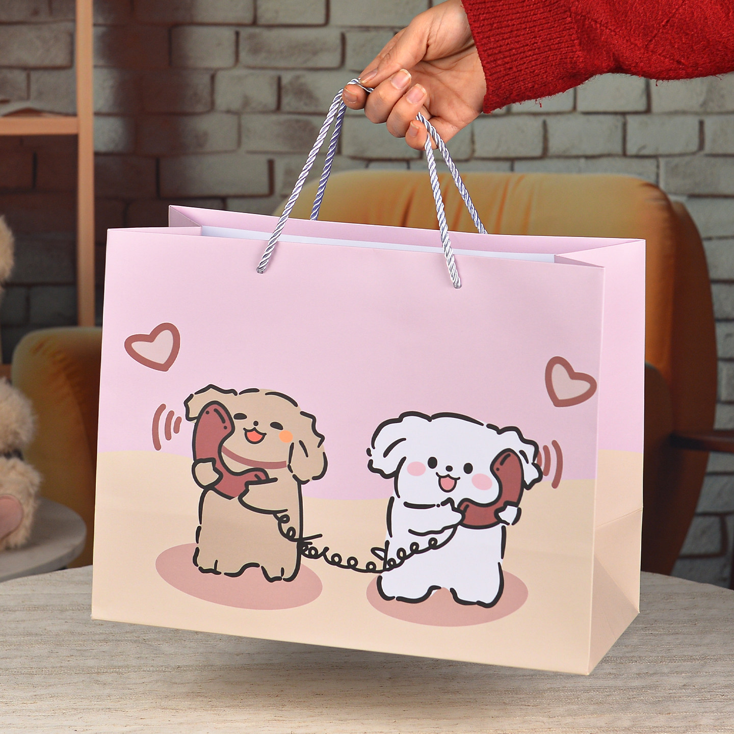 可爱小狗礼品袋高颜值大号手提购物袋生日节日礼品加厚包装纸袋子