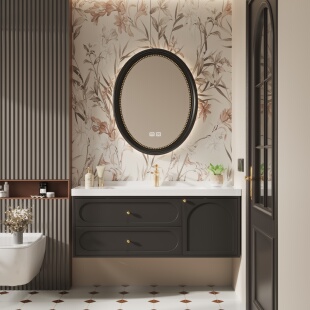 40进深陶瓷一体盆浴室柜组合超窄40cm小户型洗手盆柜洗脸盆洗漱台