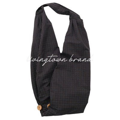 LIVINGTOWN复古单肩斜跨流浪包格纹大容量日常出行通勤轻便收纳包
