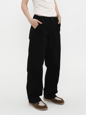 LIVINGTOWN酵素洗工艺复古工装直筒纯色长裤宽松休闲百搭面包裤