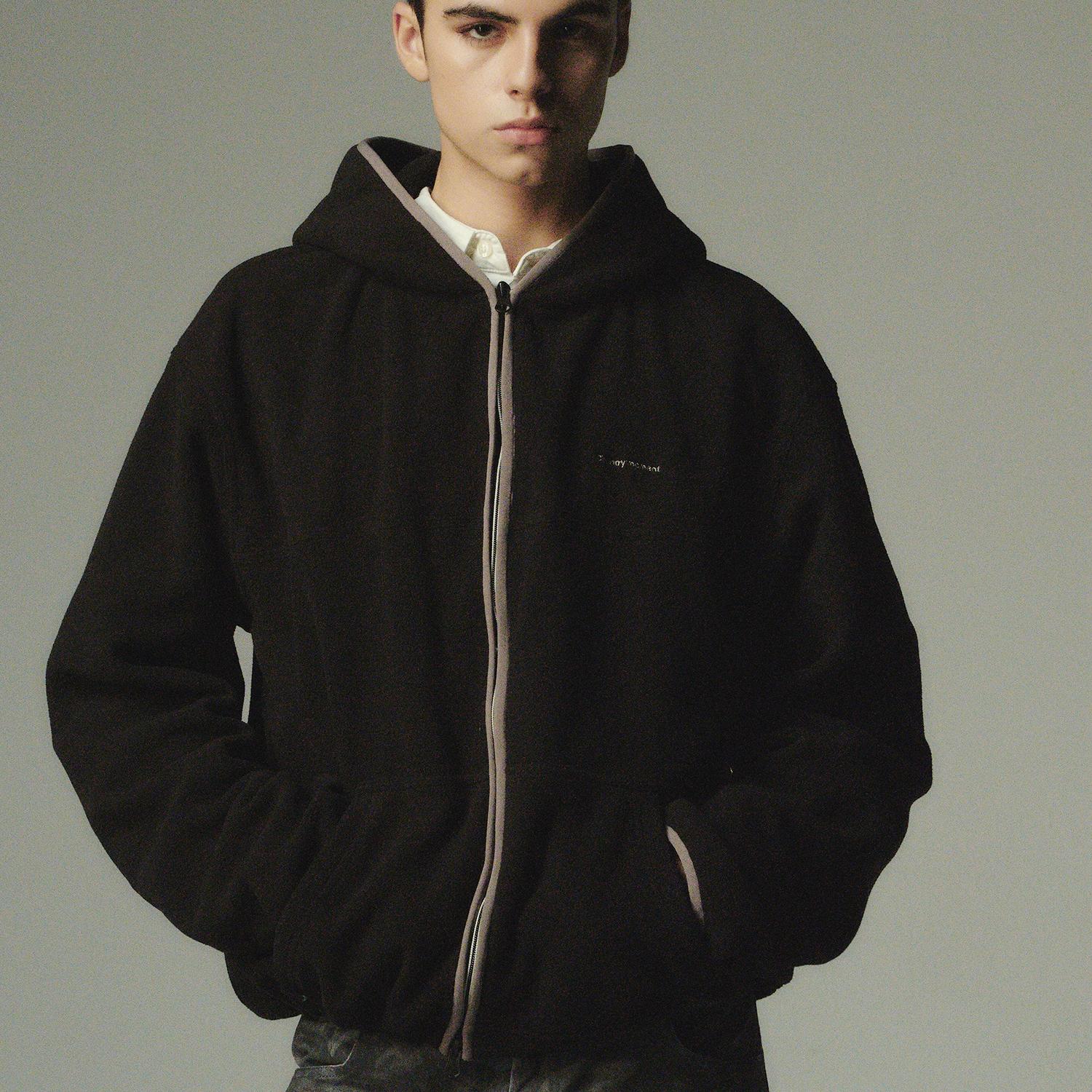 CountryMoment 美式Cleanfit摇粒绒卫衣复古织带撞色开衫连帽男女