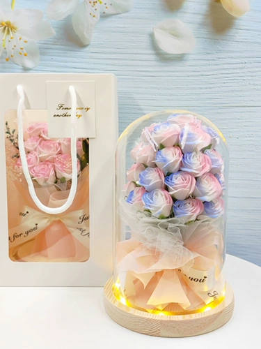 Стеклянное мыло с розой в составе для друга в форме цветка, креативный подарок, подарок на день рождения