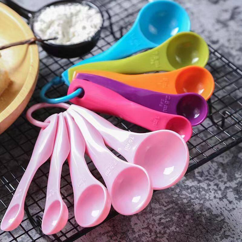 食品级五彩厨房烘焙称计量勺子婴儿勺克勺彩色彩虹量勺五件套