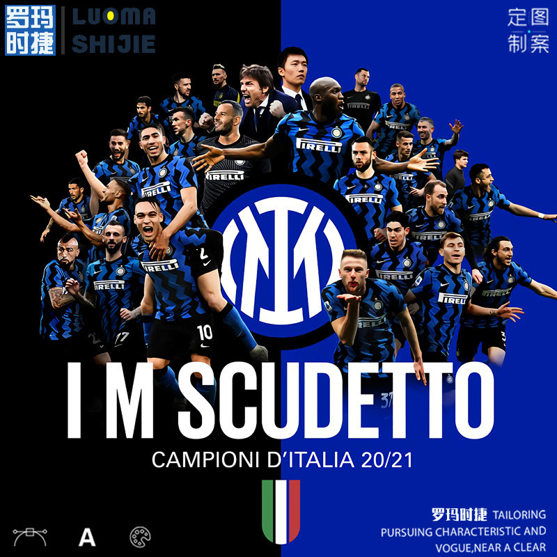 男t恤短袖ins潮牌 国际米兰夺冠纪念足球俱乐部短袖男夏季宽松t恤