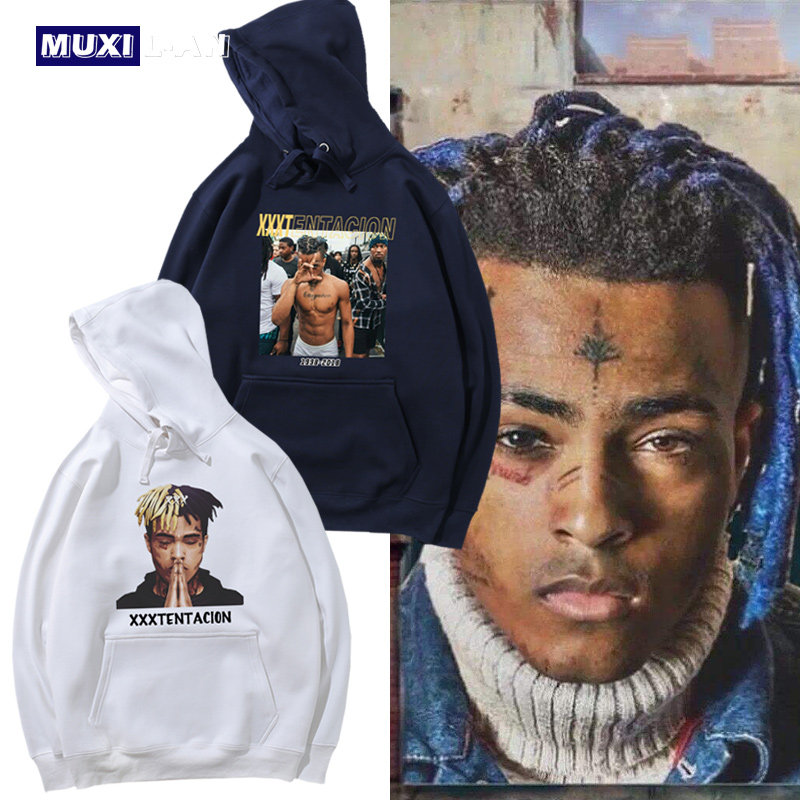 欧美街头潮牌xxxtentacion带帽卫衣男hiphop嘻哈说唱春秋上衣外套