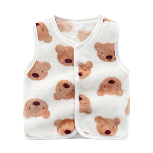 秋儿童马甲薄款宝宝可爱保暖背心婴儿毛绒坎肩男童小熊头马夹