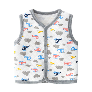 婴儿马甲春装0-3月男宝宝夹棉背心新生儿超萌可爱满月百天坎肩