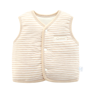 婴儿保暖背心内穿冬季0-2岁男女宝宝纯棉三层夹棉马甲加厚坎肩