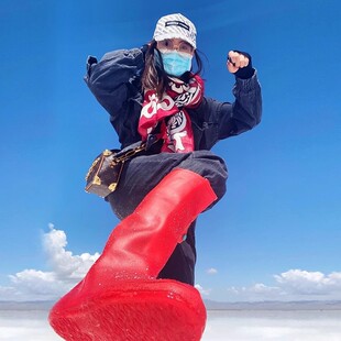 茶卡盐湖鞋套防水防沙环保高筒沙套成人防滑沙漠徒步红色旅游脚套