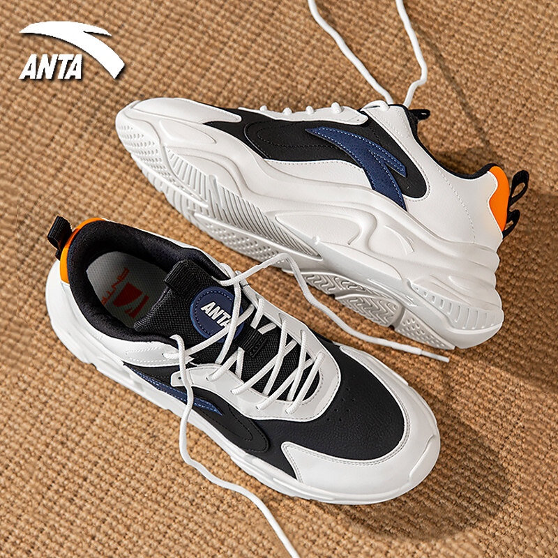 安踏千禧男鞋休闲鞋冬季新款轻便革面保暖跑鞋官方旗舰运动鞋男款