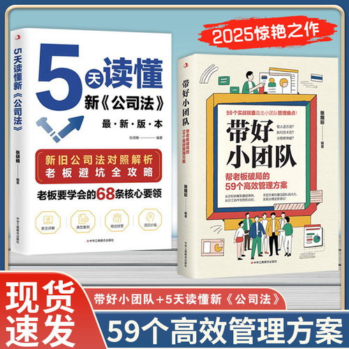 【官方正版】5天读懂新公司法 带好小团队正版书籍 帮老板破局的59个管理方案 老板要学会的68条核心要领