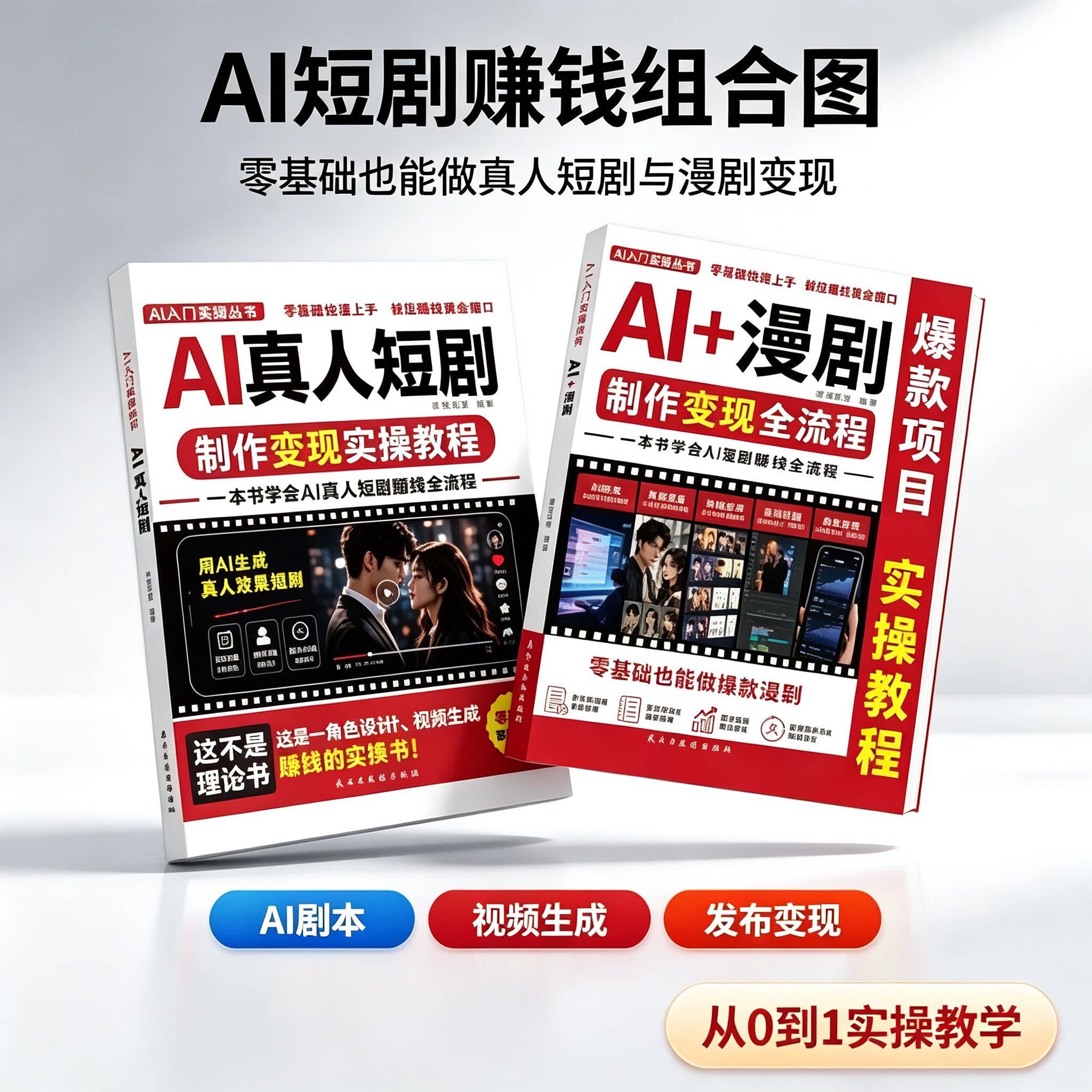 正版 AI+漫剧制作变现全流程 AI真人短剧制作变现实操教程 入门实操丛书一本书学会ai漫剧赚钱全流程 零基础也能做爆款漫剧X图片