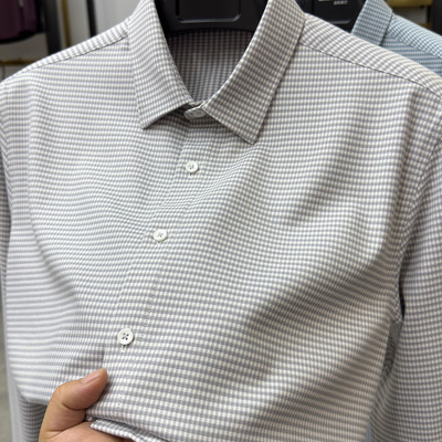 千鸟格磨毛厚款小格子长袖衬衫