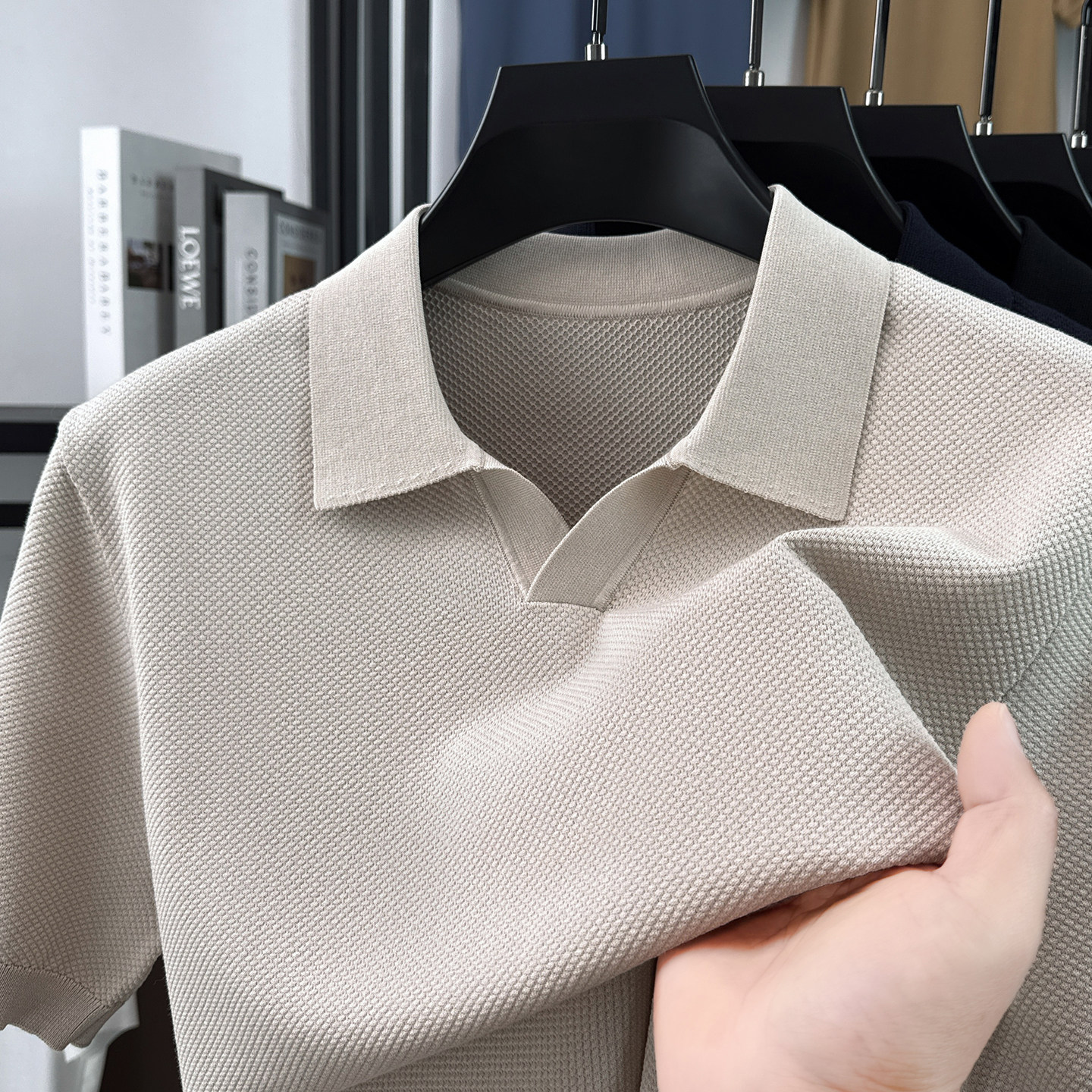 2026夏季新款男款针织菠萝纹透气短袖POLO衫华夫格无痕工艺高品质