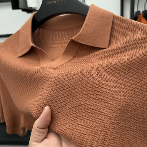 针织桑蚕丝简约休闲Polo衫夏季