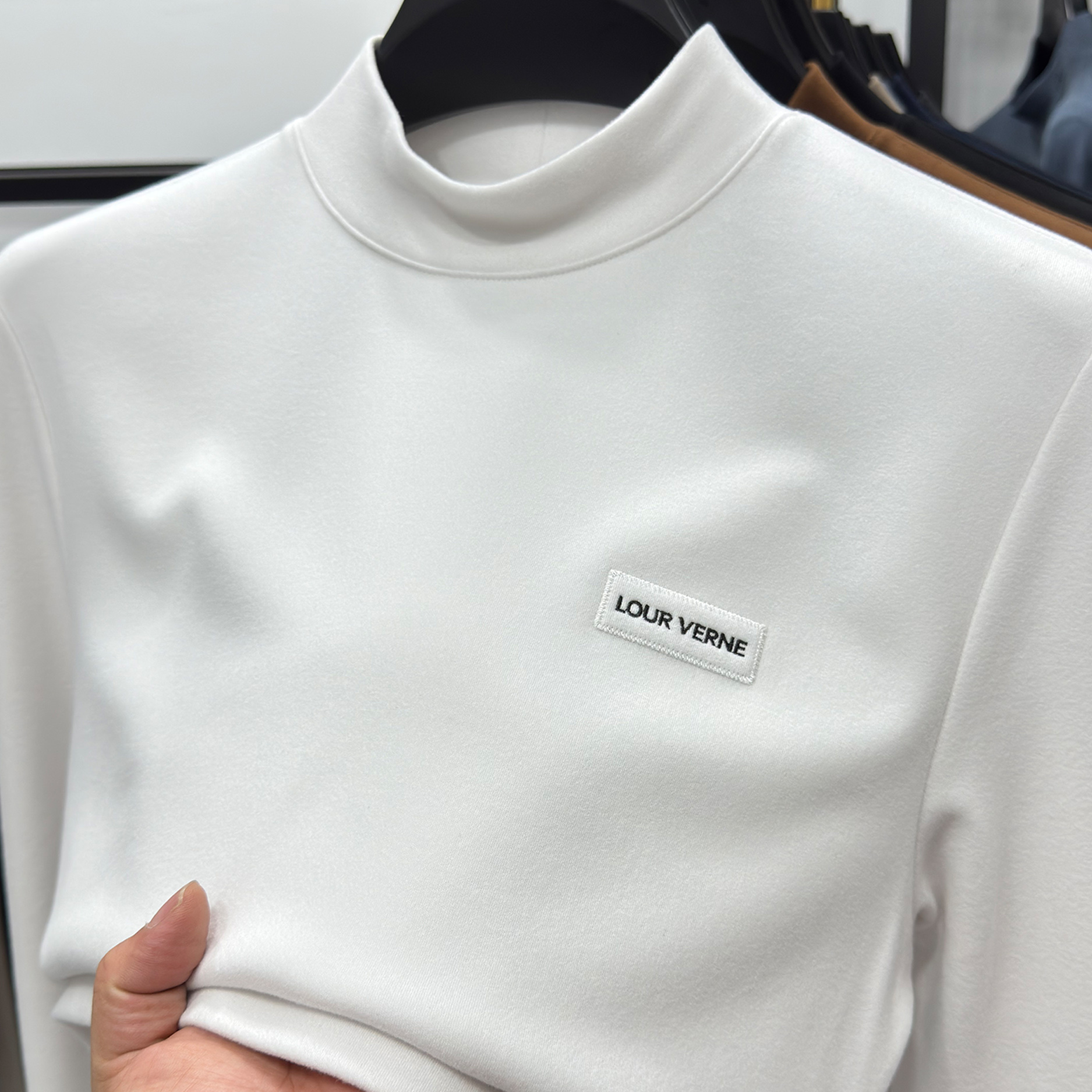 软糯亲肤真德绒半高领打底衫男士秋冬双面磨毛内搭长袖t恤保暖衣