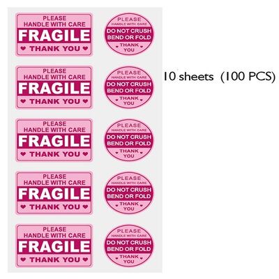 100PCS 易损易损物品使用及注意事项提示标签贴纸