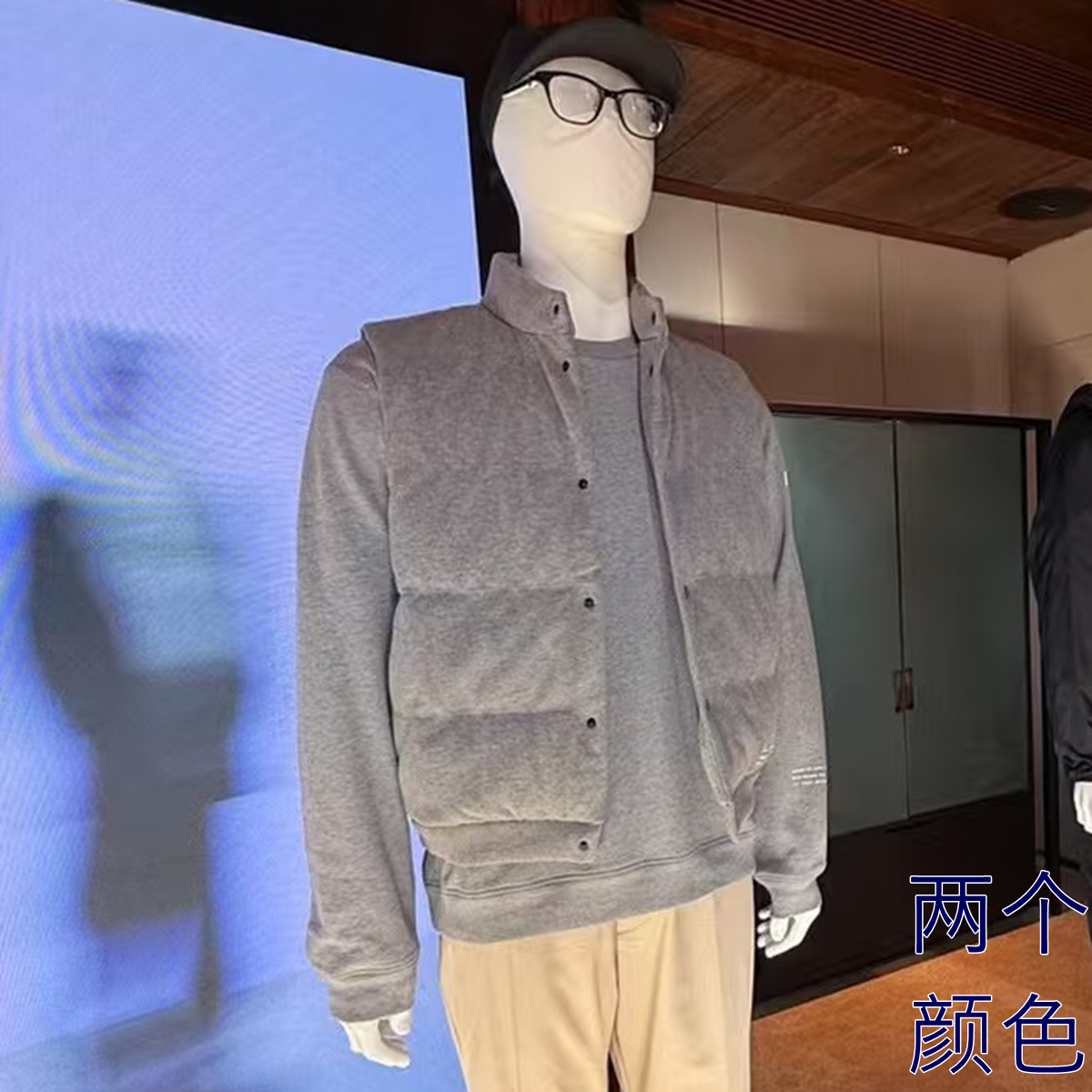 法牌 男士 90绒 棉质针织布搭配羊毛logo联名款 休闲羽绒马甲 2色