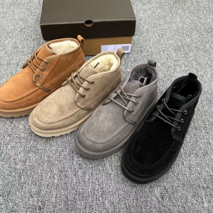 Neumel羊皮毛一体保暖加厚休闲鞋 冬季 子防滑系带雪地靴 男士 澳美