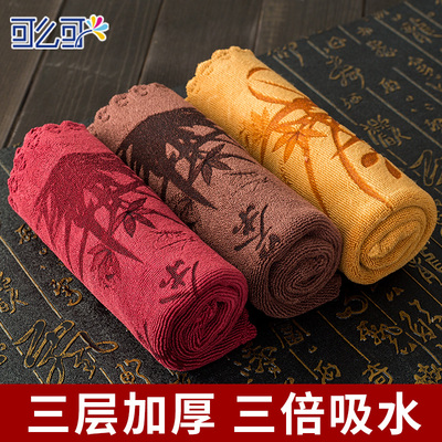 茶巾 吸水加厚棉麻功夫茶具配件茶台专用毛巾抹布中国风禅意茶布
