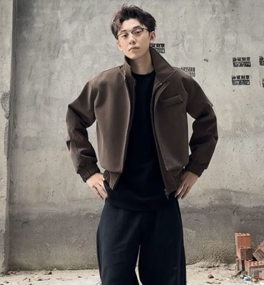 2025秋装新款复古擦色PU皮衣夹克男女情侣装外套帅气休闲男外套潮