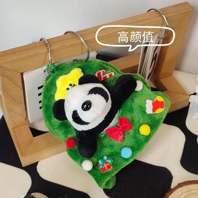 新款圣诞趴趴熊猫挂件 圣诞树毛绒公仔玩偶可爱包包挂件装饰礼物