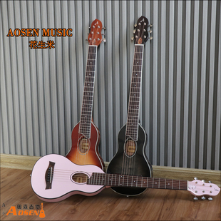 奥森单板民谣旅行电箱花生米小吉他 带包 可爱粉色黑色棕色MMTR18