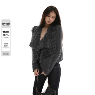 itsdinn 外套 重工vtg感100羊毛100兔毛纯手工编织针织衫