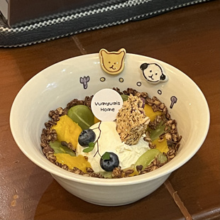 四时有梨 纽扣小狗酸奶碗面碗釉下彩碗