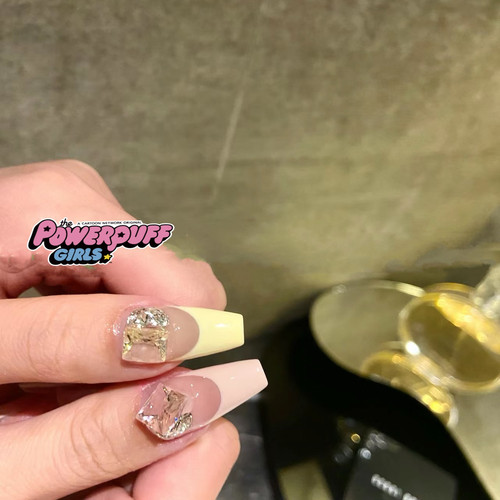 金金酱k9钻奶黄皮粉法式AB款纯欲美甲手工定制穿戴甲