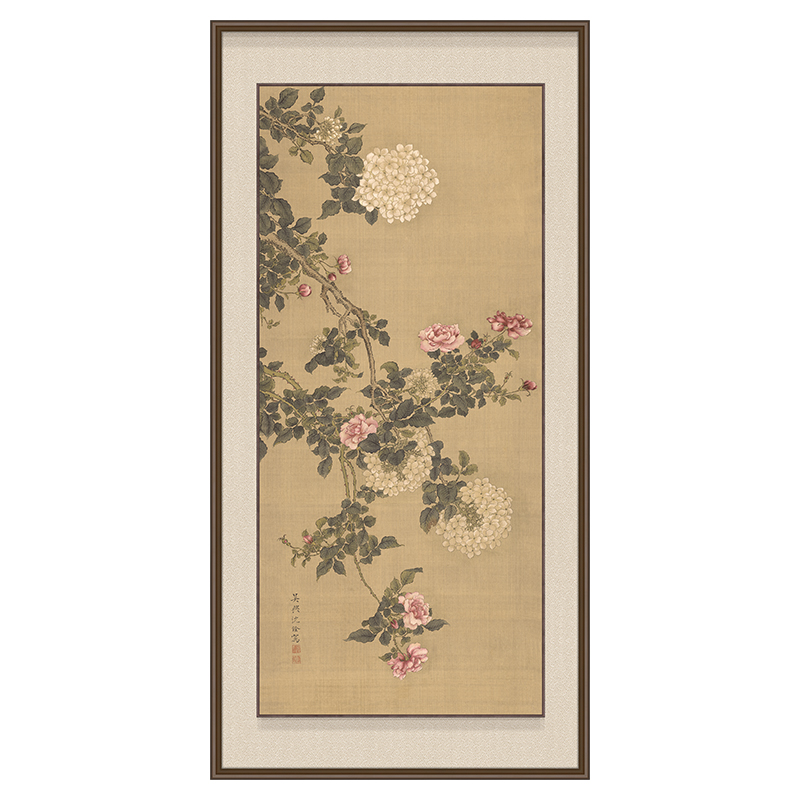 梅花山鸟图入户玄关装饰画立体画新中式走廊竖版花卉挂画图片