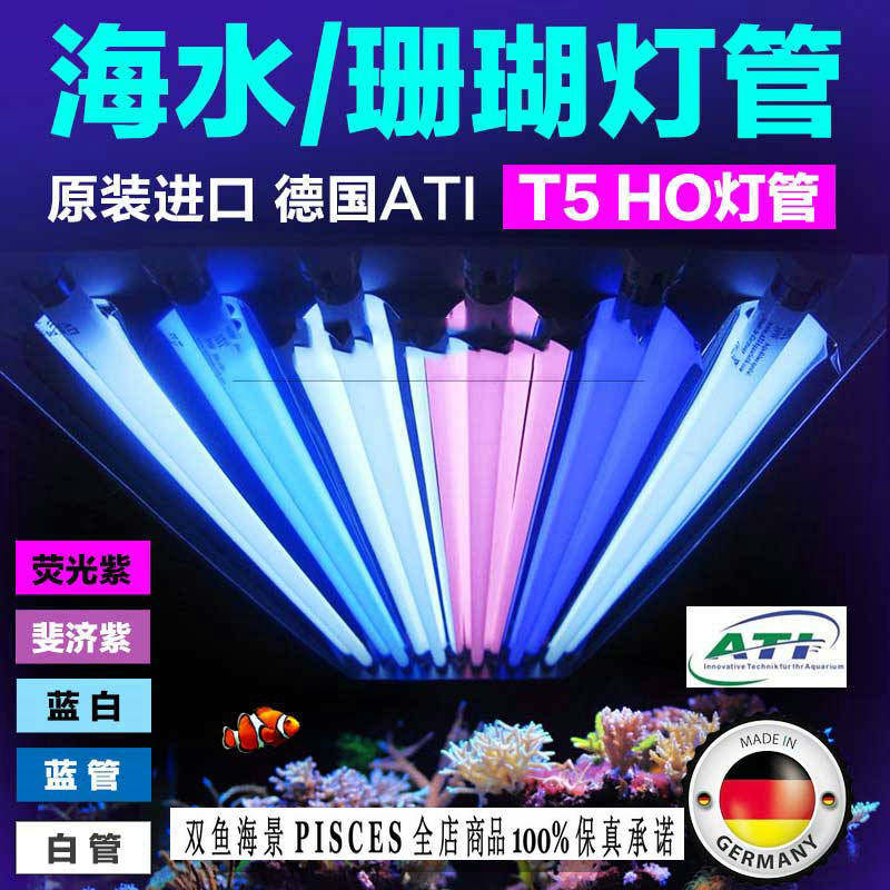 德国ATI海水鱼缸T5HO24 39 54 80W 蓝白荧光紫斐济紫珊瑚缸灯管