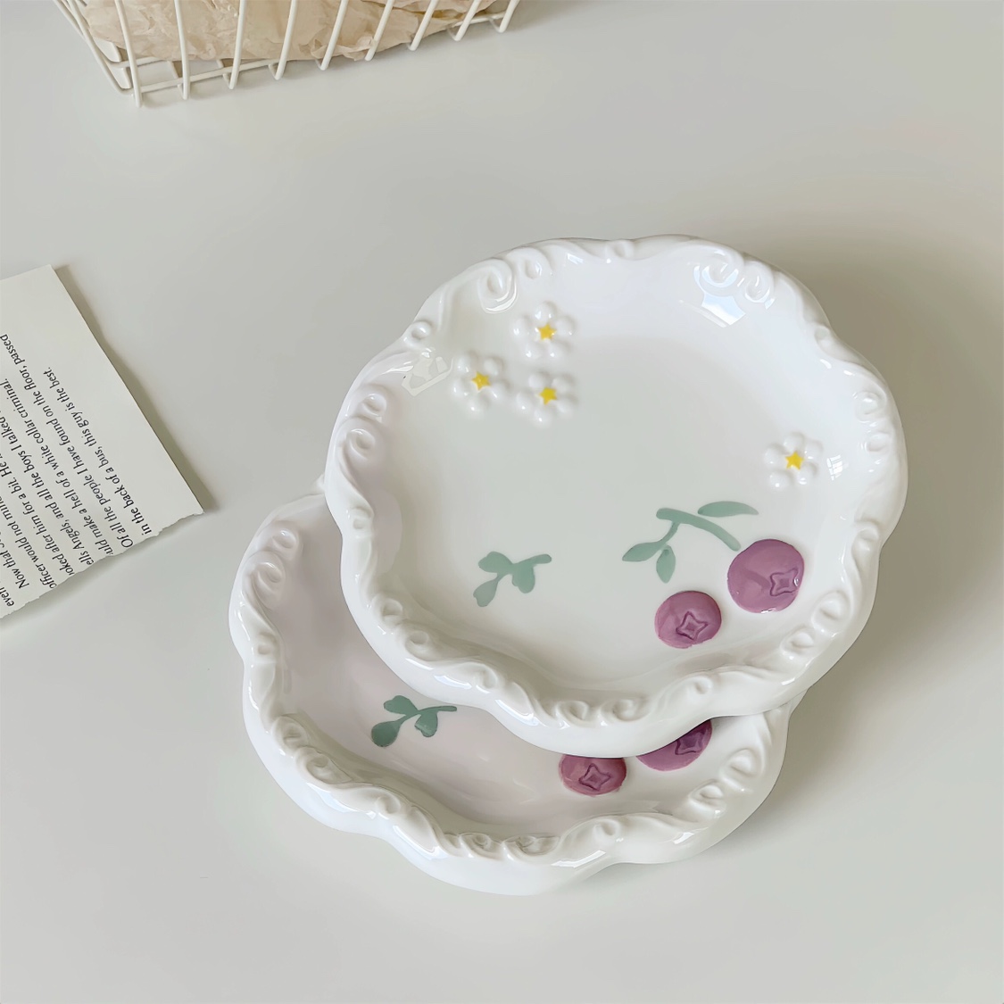 蛋糕盘高颜值陶瓷盘子家用6英寸点心盘网红早餐盘甜品少女心ins风