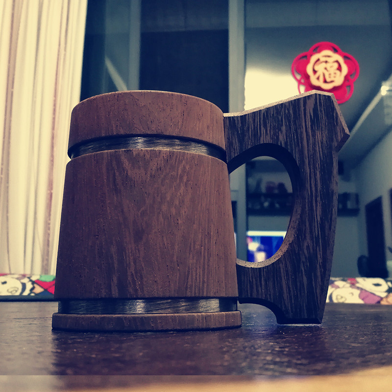 维京复古实木啤酒杯水杯男人生日礼物创意礼品深度定制