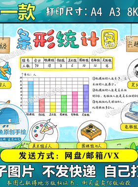510条形统计图手抄报模板小学数学四年级上册数学主题日记小报G